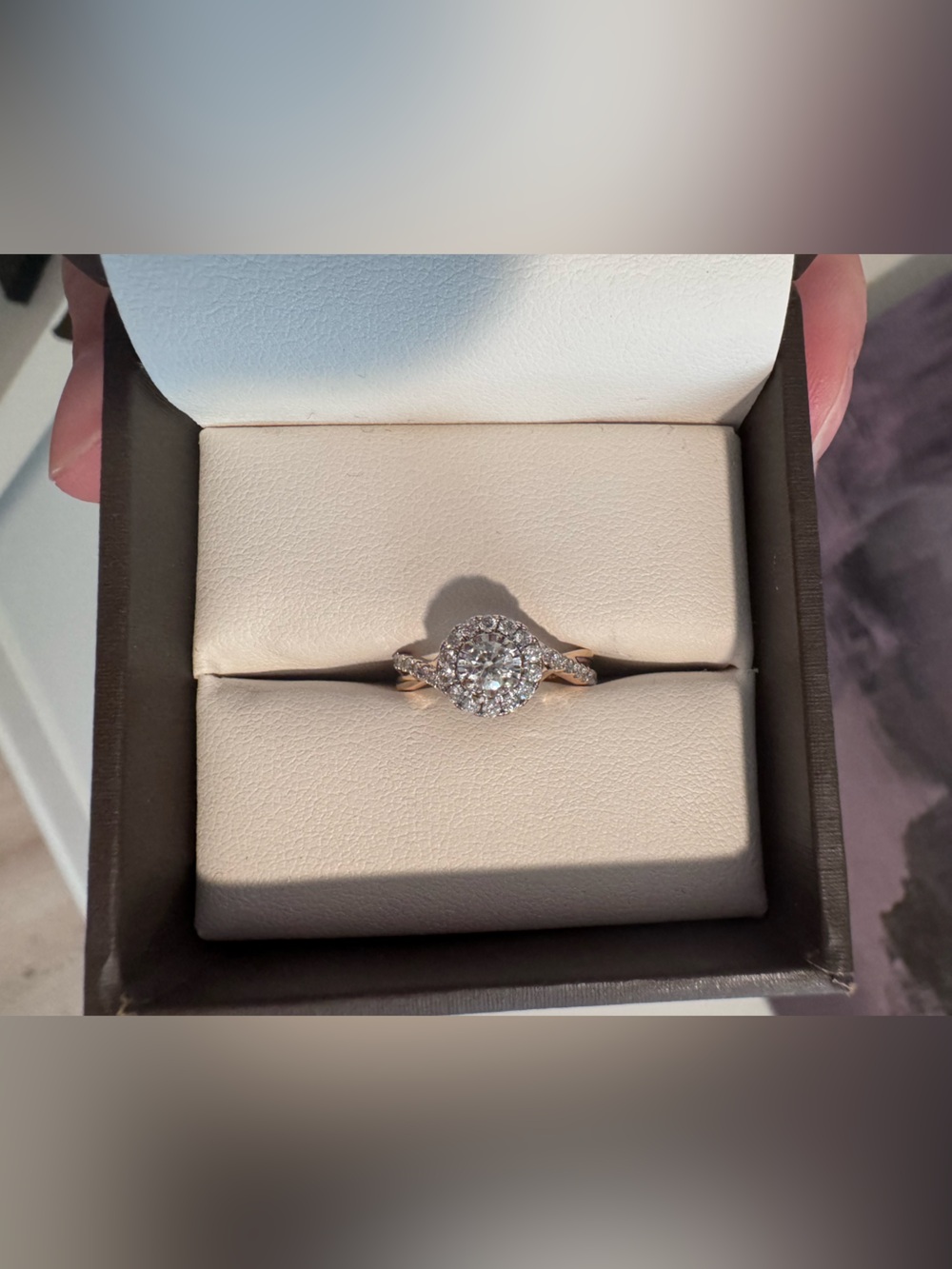 Rose Gold, Halo, Natural Diamond Cluster Ring for Women